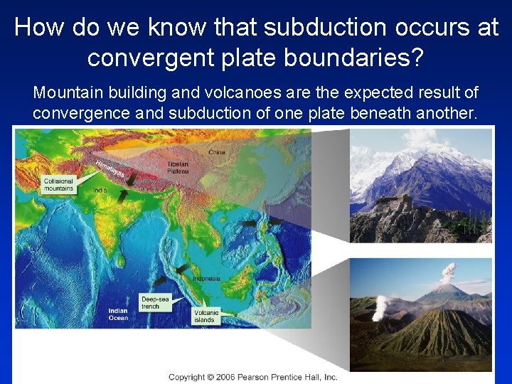 How do we know that subduction occurs at convergent plate boundaries? Mountain building and