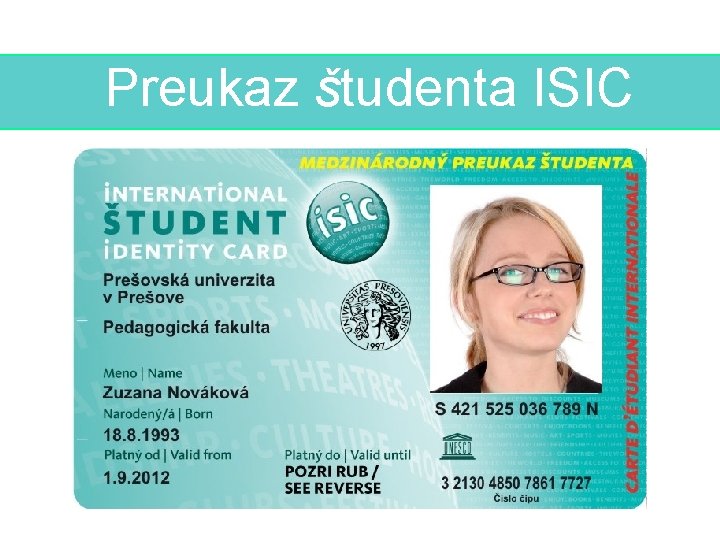 Preukaz študenta ISIC 