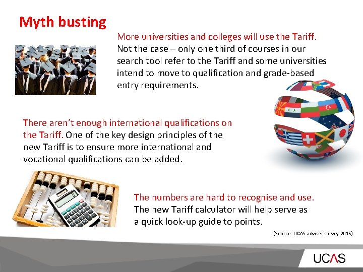 Myth busting More universities and colleges will use the Tariff. Not the case –
