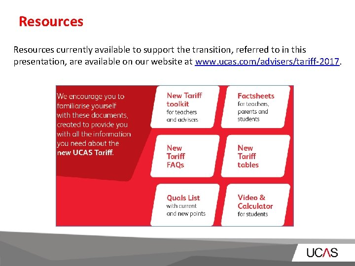 Resources currently available to support the transition, referred to in this presentation, are available