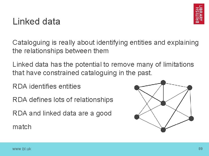 Linked data Cataloguing is really about identifying entities and explaining the relationships between them