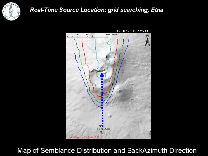Real-Time Source Location: grid searching, Etna 19 Oct 2006_22: 53: 10 Map of Semblance