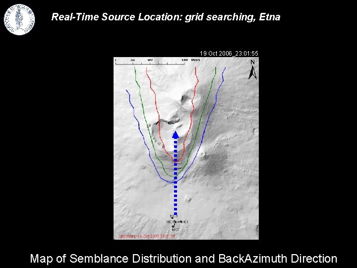 Real-Time Source Location: grid searching, Etna 19 Oct 2006_23: 01: 55 Map of Semblance