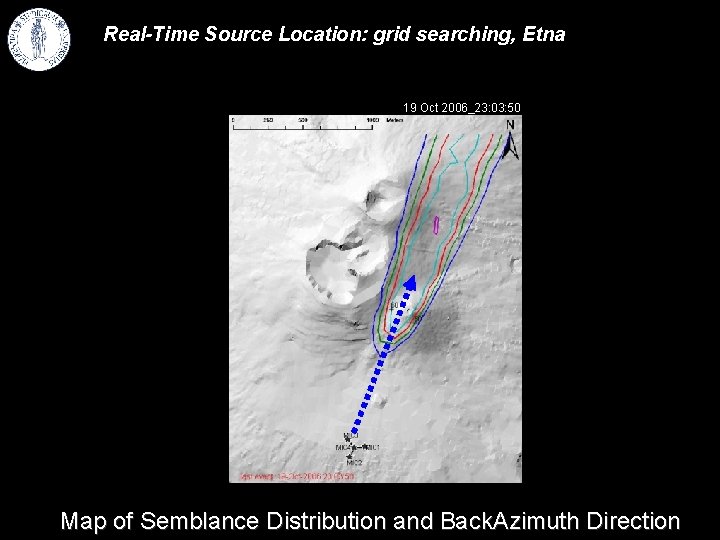 Real-Time Source Location: grid searching, Etna 19 Oct 2006_23: 03: 50 Map of Semblance