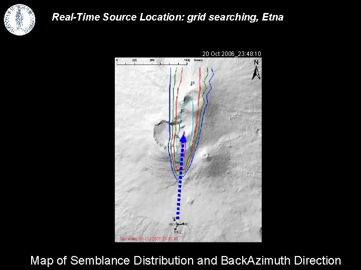 Real-Time Source Location: grid searching, Etna 20 Oct 2006_23: 48: 10 Map of Semblance
