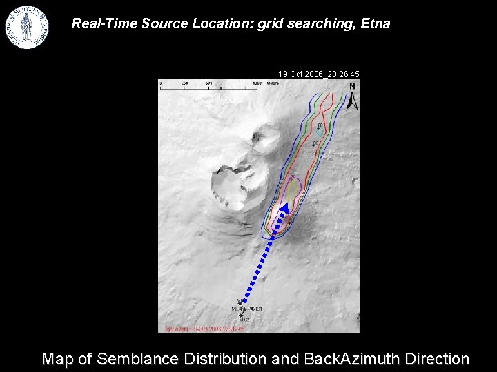 Real-Time Source Location: grid searching, Etna 19 Oct 2006_23: 26: 45 Map of Semblance