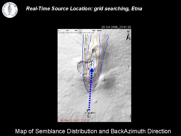 Real-Time Source Location: grid searching, Etna 20 Oct 2006_23: 01: 20 Map of Semblance