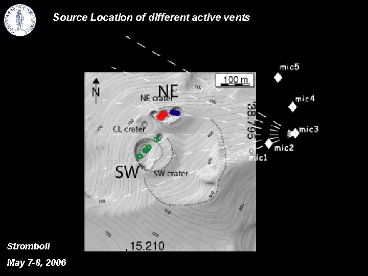 Source Location of different active vents Diapositiva 30 Stromboli May 7 -8, 2006 