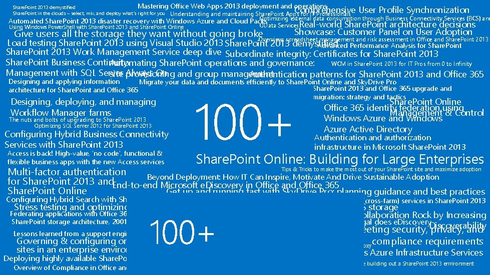 Mastering Office Web Apps 2013 deployment and operations Share. Point 2013 demystified Share. Point