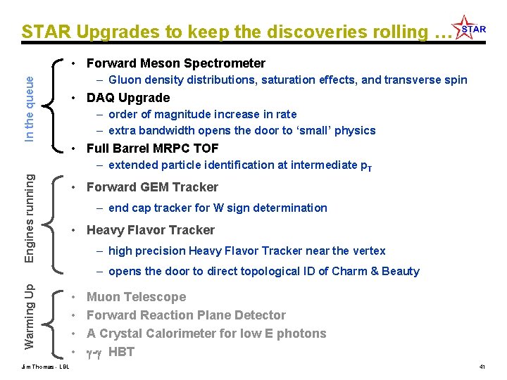 STAR Upgrades to keep the discoveries rolling … In the queue • Forward Meson