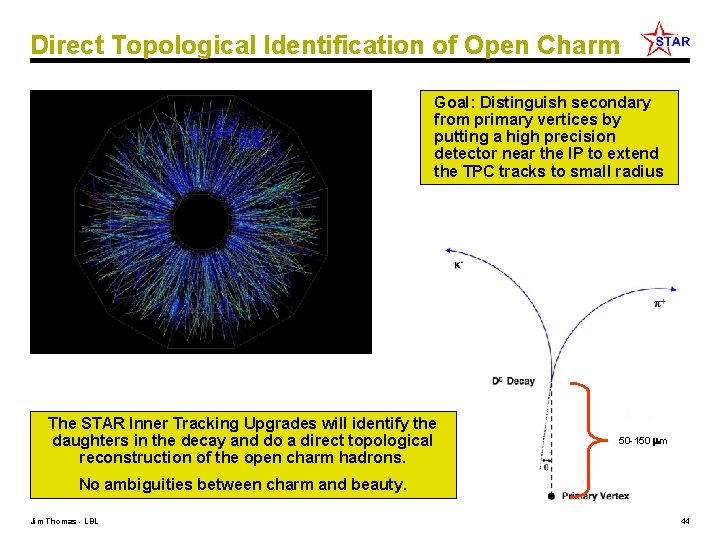 Direct Topological Identification of Open Charm Goal: Distinguish secondary from primary vertices by putting