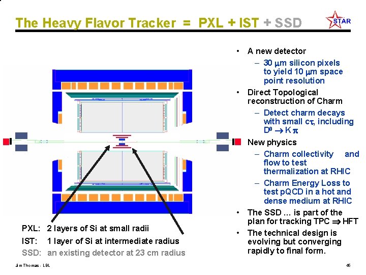 The Heavy Flavor Tracker = PXL + IST + SSD PXL: 2 layers of