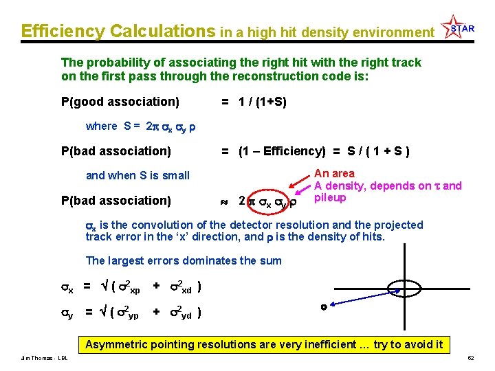 Efficiency Calculations in a high hit density environment The probability of associating the right