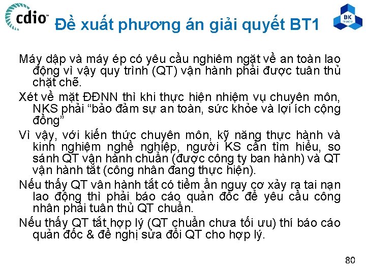 Đề xuất phương án giải quyết BT 1 Máy dập và máy ép có