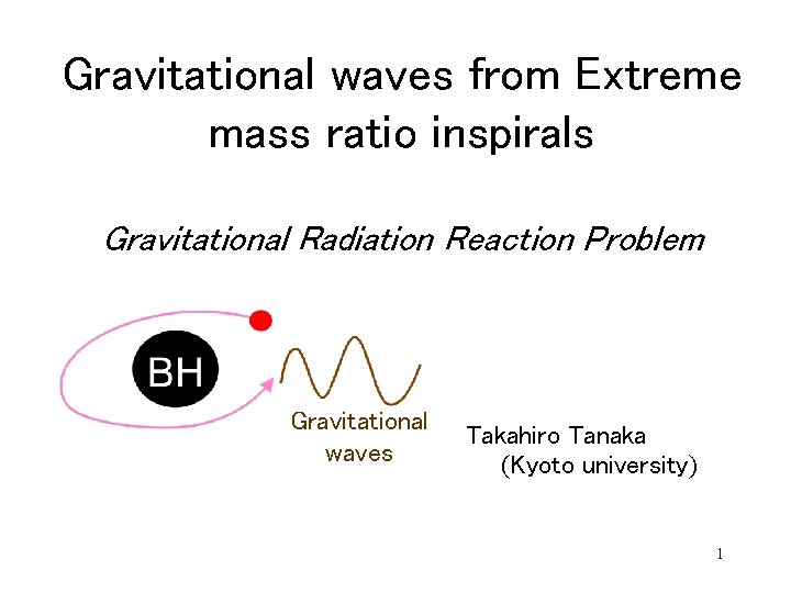 Gravitational waves from Extreme mass ratio inspirals Gravitational Radiation Reaction Problem Gravitational waves Takahiro
