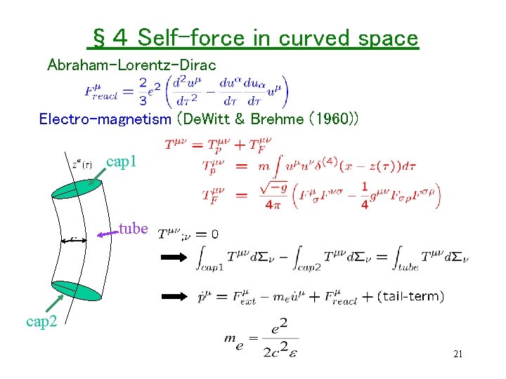§４ Self-force in curved space Abraham-Lorentz-Dirac Electro-magnetism (De. Witt & Brehme (1960)) cap 1