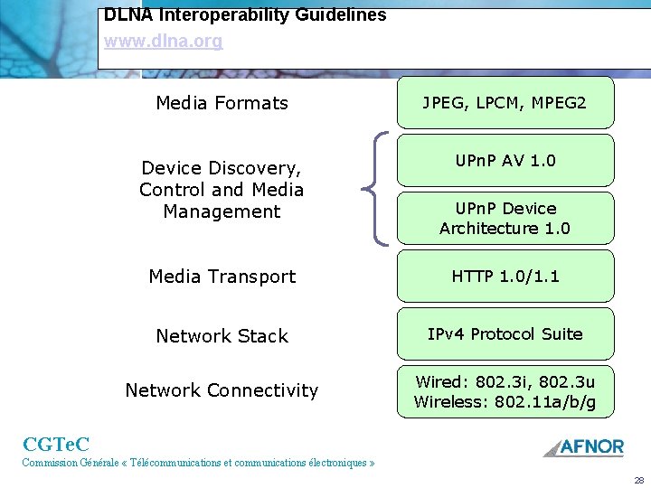 DLNA Interoperability Guidelines www. dlna. org Media Formats JPEG, LPCM, MPEG 2 Device Discovery,