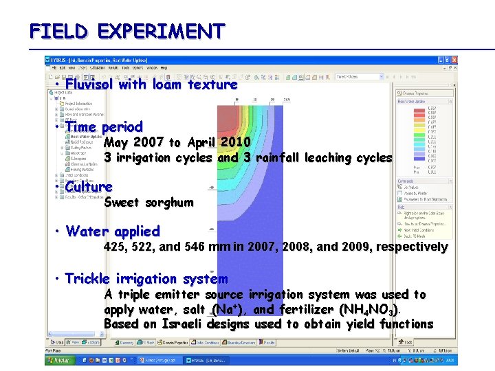 FIELD EXPERIMENT • Fluvisol with loam texture • Time period May 2007 to April