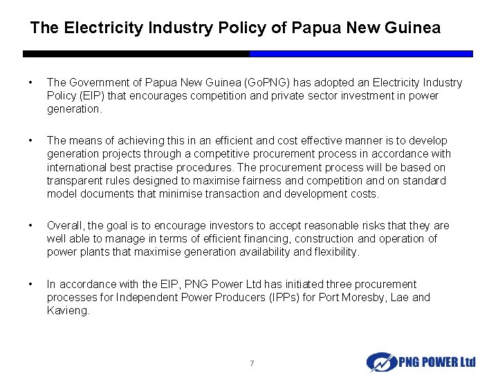 The Electricity Industry Policy of Papua New Guinea • The Government of Papua New