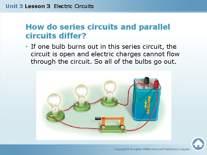 Unit 3 Lesson 3 Electric Circuits How do series circuits and parallel circuits differ?