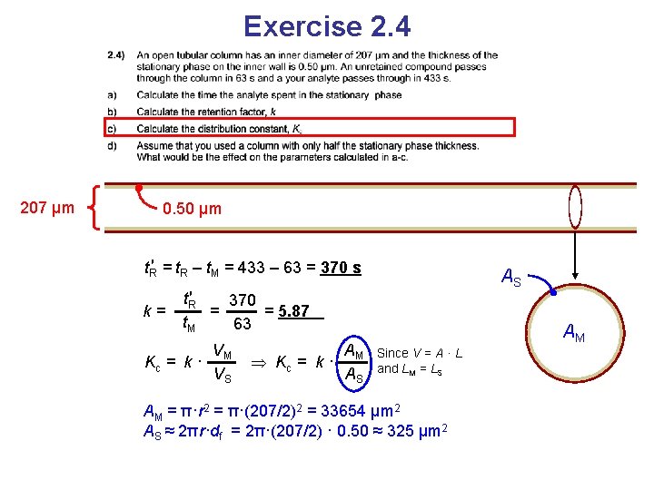 Exercise 2. 4 207 μm 0. 50 μm t. R′ = t. R –