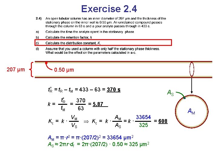 Exercise 2. 4 207 μm 0. 50 μm t. R′ = t. R –