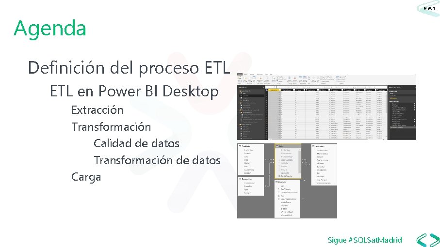 # 904 Agenda Definición del proceso ETL en Power BI Desktop Extracción Transformación Calidad