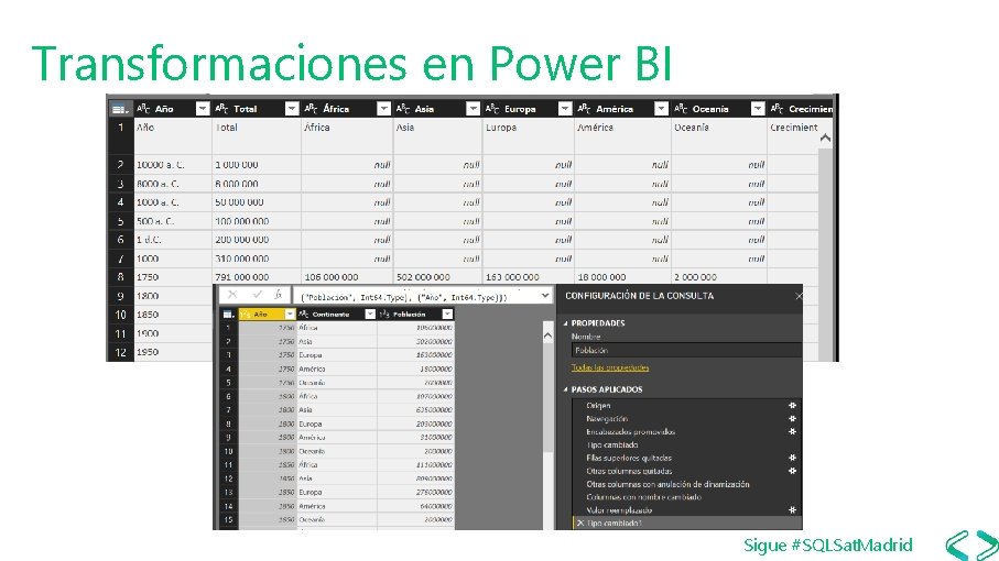 Transformaciones en Power BI Sigue #SQLSat. Madrid 