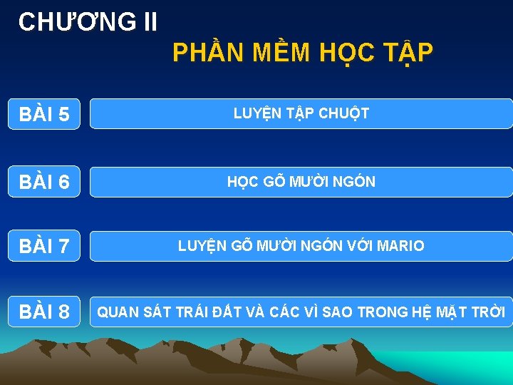 CHƯƠNG II PHẦN MỀM HỌC TẬP BÀI 5 LUYỆN TẬP CHUỘT BÀI 6 HỌC