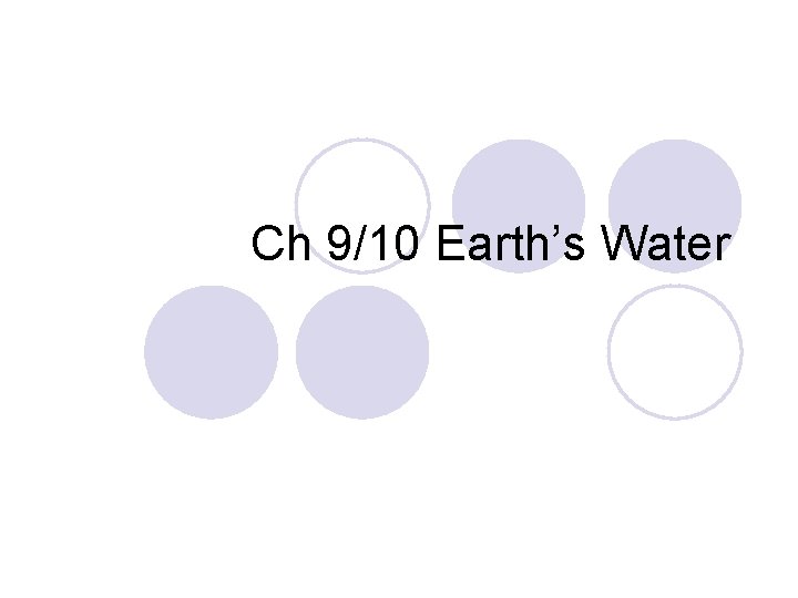 Ch 9/10 Earth’s Water 