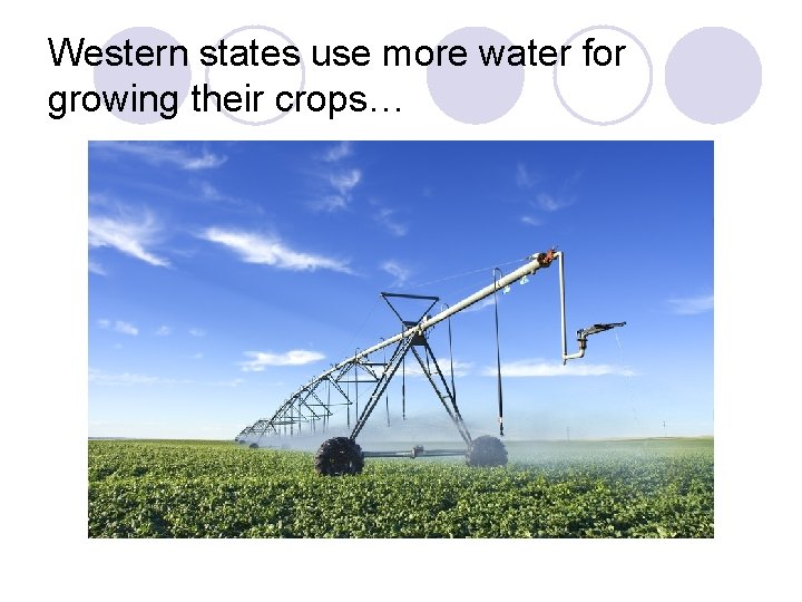 Western states use more water for growing their crops… 