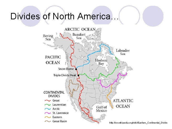 Divides of North America… http: //en. wikipedia. org/wiki/Eastern_Continental_Divide 