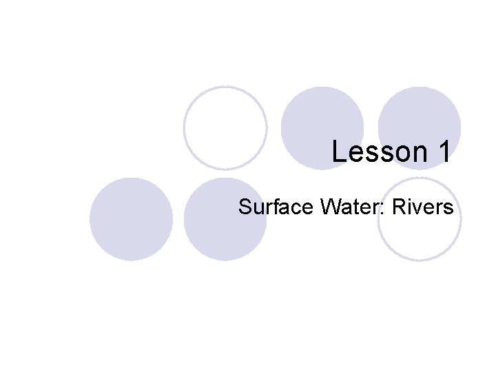 Lesson 1 Surface Water: Rivers 