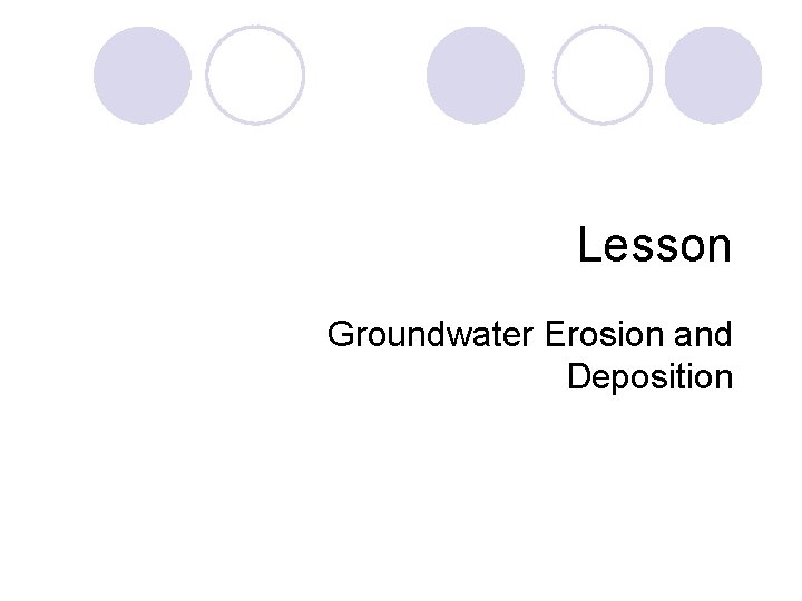 Lesson Groundwater Erosion and Deposition 