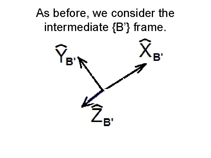 As before, we consider the intermediate {B’} frame. 