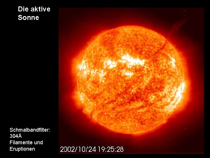 Die aktive Sonne Schmalbandfilter: 304Å Filamente und Eruptionen 