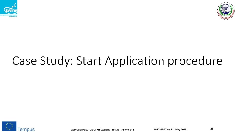 Case Study: Start Application procedure SWING: INTEGRATION OF AN “ASSISTIVE IT” SYSTEM WP 4