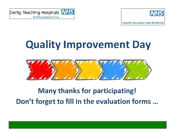 Quality Improvement Day Many thanks for participating! Don’t forget to fill in the evaluation