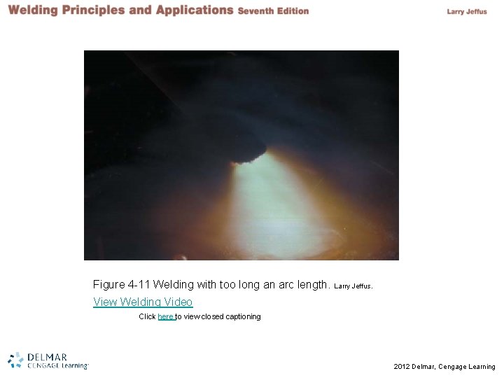 Figure 4 -11 Welding with too long an arc length. Larry Jeffus. View Welding