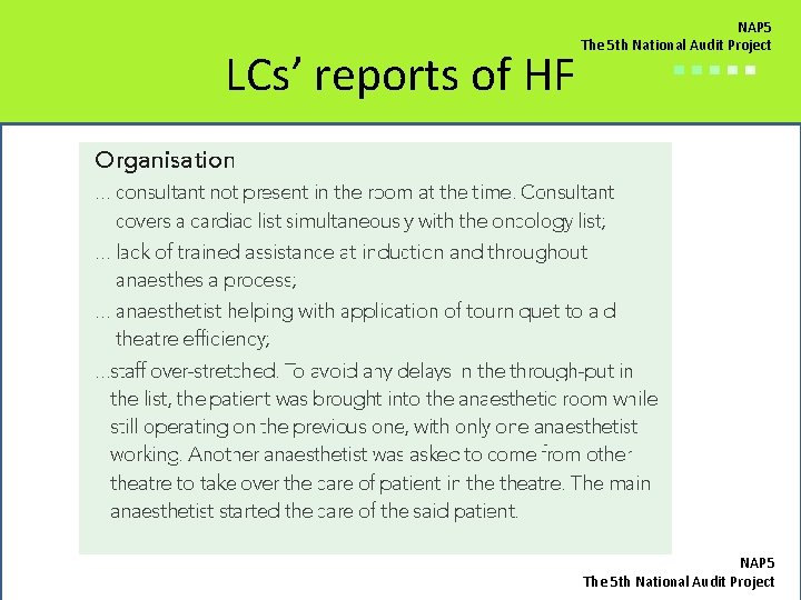 LCs’ reports of HF NAP 5 The 5 th National Audit Project ■■■■■ NAP