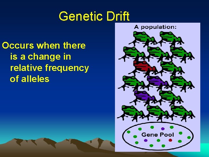 Genetic Drift Occurs when there is a change in relative frequency of alleles 