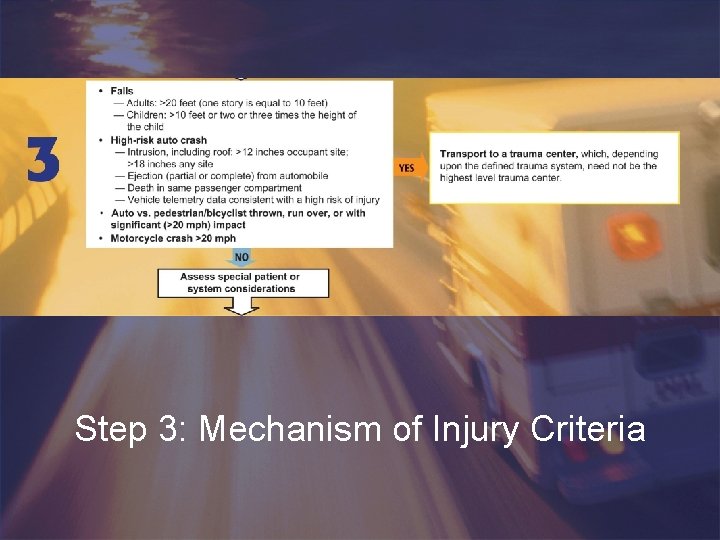 Step 3: Mechanism of Injury Criteria 