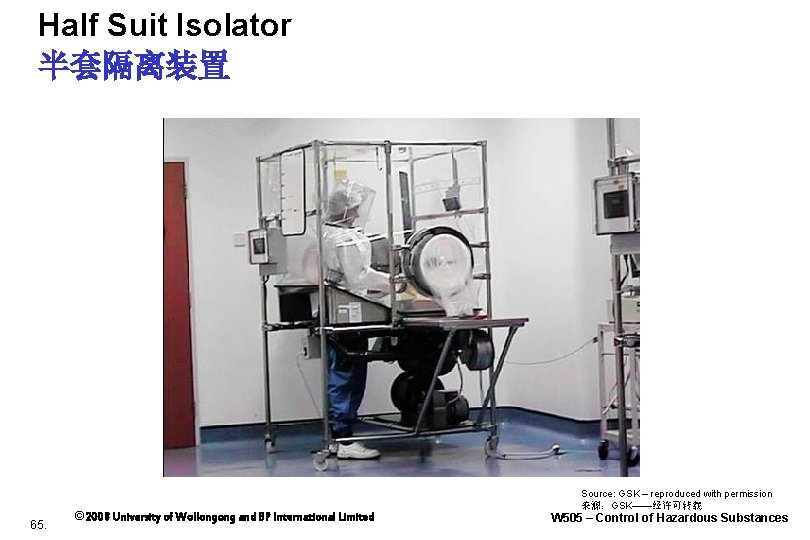 Half Suit Isolator 半套隔离装置 65. © 2008 University of Wollongong and BP International Limited