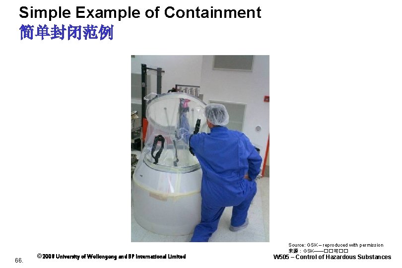 Simple Example of Containment 简单封闭范例 66. © 2008 University of Wollongong and BP International