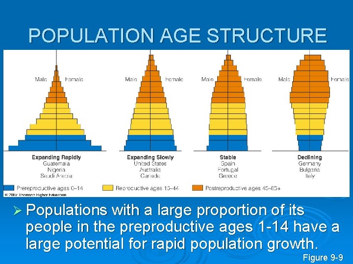 POPULATION AGE STRUCTURE Ø Populations with a large proportion of its people in the
