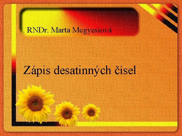 RNDr. Marta Megyesiová Zápis desatinných čísel 