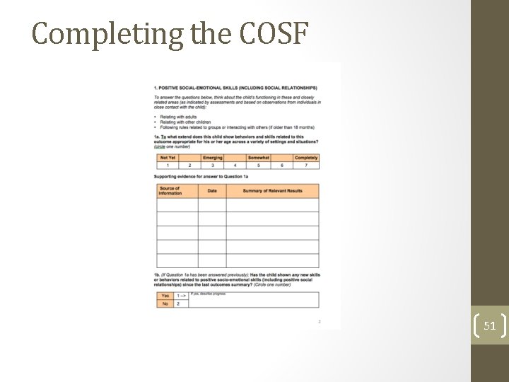 Completing the COSF 51 