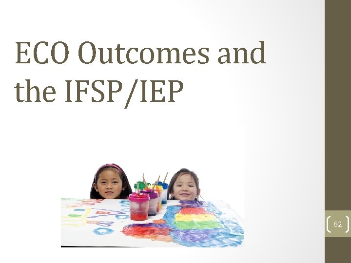ECO Outcomes and the IFSP/IEP 62 