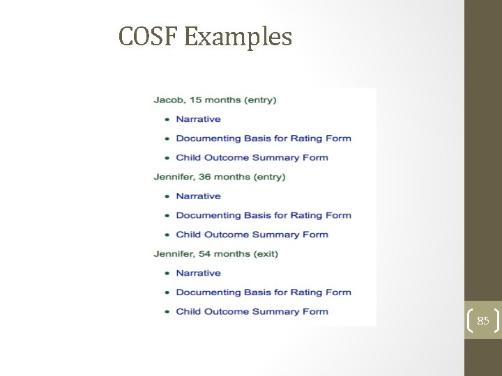 COSF Examples 85 