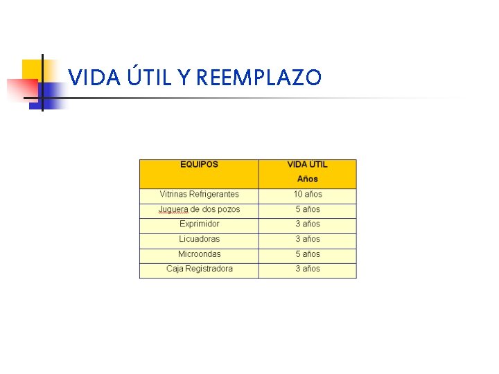 VIDA ÚTIL Y REEMPLAZO 